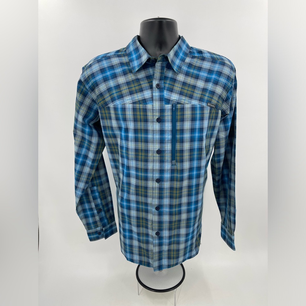Columbia Battle Ridge‎ Shirt Long Sleeve AM0058 Blue & Gold Plaid Men's Large L